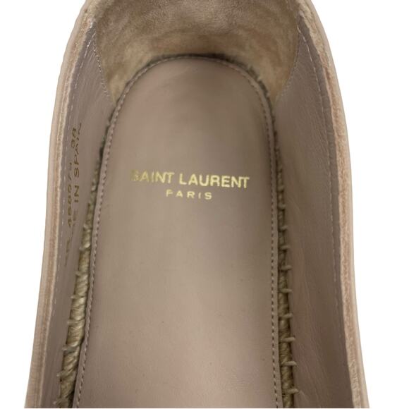 Saint Laurent Logo Monogram Nappa Leather Espadrilles Rose Poudre Size 38 - Picture 12 of 16